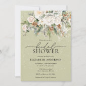 Invitation Moderne hiver Floral Fête des mariées À feuillage  (Devant)