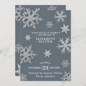 Invitation Moderne hiver merveilleux flocons de neige robe do (Devant / Derrière)