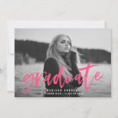 Invitation Moderne Hot rose Brush Partie de graduation de scr (Devant)