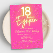 Invitation Moderne Hot rose Neon brillant or Parties scintill