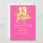 Invitation Moderne Hot rose Neon brillant or Parties scintill (Devant)