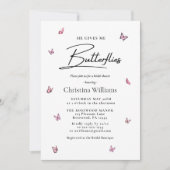 Invitation Moderne, Il Me Donne Fête des mariées Aux Papillon (Devant)