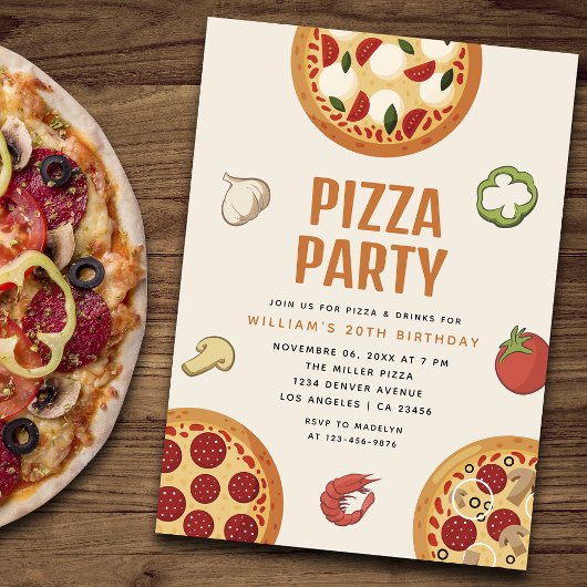 Invitation Moderne & Italien Toutes Occasions Pizza Party