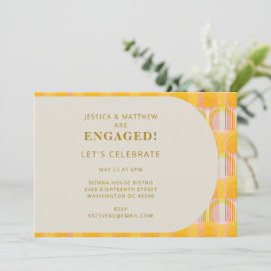 Invitation Moderne jaune géométrique de milieu de siècle Enga