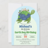 Invitation Moderne Jour des terres mignon Tortue de mer fête  (Devant)