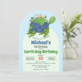 Invitation Moderne Jour des terres mignon Tortue de mer fête  (Debout devant)