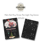 Invitation Moderne Joyeux Noël Noir Photo Graffiti Fête