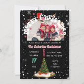 Invitation Moderne Joyeux Noël Noir Photo Graffiti Fête (Devant)