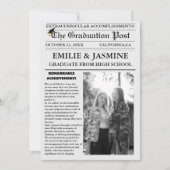 Invitation Moderne jumeau Graduation Newspaper Lycée (Devant)