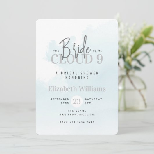 Invitation Moderne La Mariée est sur Cloud Neuf Fête des mari (Debout devant)