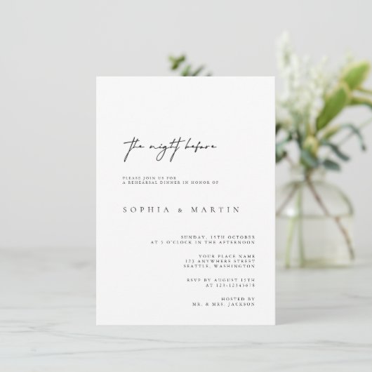 Invitation Moderne La Nuit Avant Le Dîner De Répétition (Debout devant)