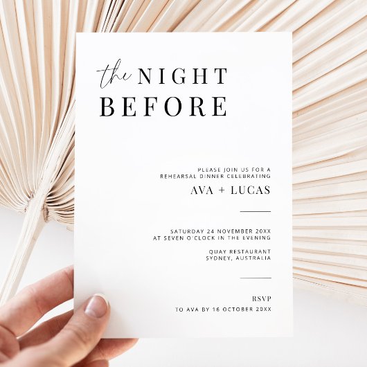 Invitation Moderne La Nuit Avant Le Dîner De Répétition