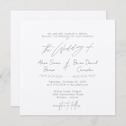 Invitation moderne la plus simple (Devant / Derrière)