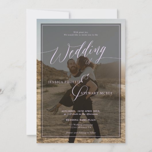 Invitation Moderne lavender periwinkle script mariage 2 photo (Devant)