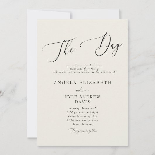 Invitation Moderne Le Jour Beige Elégant & Moderne II Mariage (Devant)