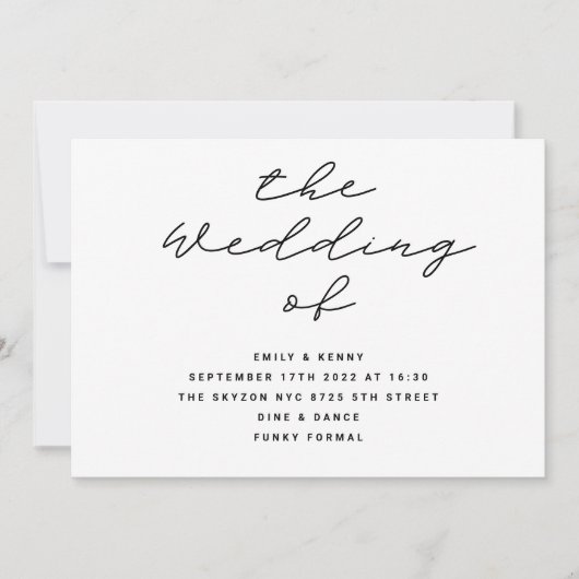 Invitation Moderne | Le Mariage de | Noir et blanc | MARIAGE (Devant)