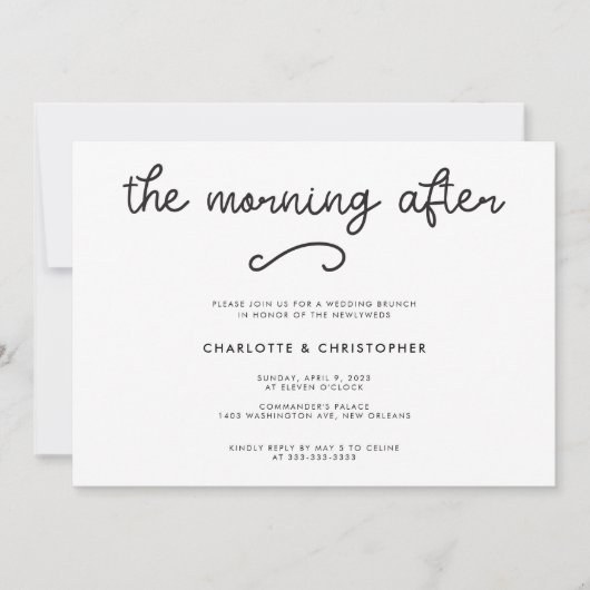 Invitation Moderne Le Matin Après Mariage Brunch (Devant)
