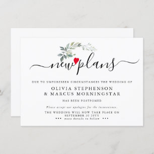 Invitation Moderne Leafy Reporté Événement Nouveaux Plans