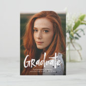 Invitation Moderne Lettering Simple 3 Photo Graduation Party (Debout devant)