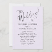 Invitation Moderne Lilac Purple Calligraphie & Mariage photo (Devant)