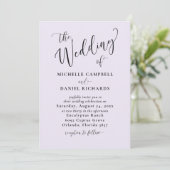 Invitation Moderne Lilac Purple Calligraphie & Mariage photo (Debout devant)