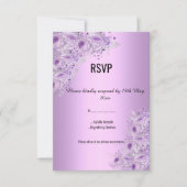 Invitation Moderne lilas argenté floral élégant RSVP (Devant)
