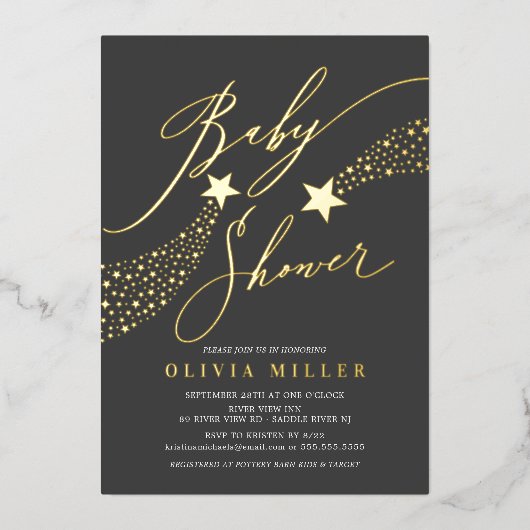 Invitation moderne Little Star Foil (Recto)