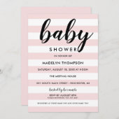 Invitation Moderne Lumineuse Gris Rose Bébé Fille Douche (Devant / Derrière)