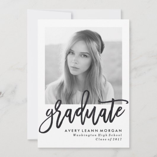 Invitation Moderne Luxe Black Script Graduation Party (Devant)