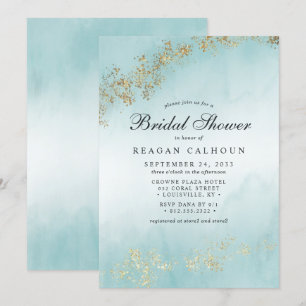 Invitation Moderne Luxe Paillettes Dorées Brume de Mariage