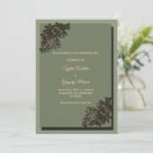 Invitation Moderne Luxe ton Terre Sage Vert & Or Classic (Debout devant)