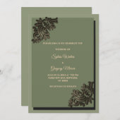 Invitation Moderne Luxe ton Terre Sage Vert & Or Classic (Devant / Derrière)