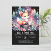 Invitation Moderne Majestic Fox Anniversaire numérique (Debout devant)