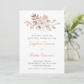 Invitation Moderne Mariage Blanc Floral Rustique Douce (Debout devant)