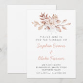 Invitation Moderne Mariage Blanc Floral Rustique Douce (Devant / Derrière)