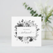 Invitation Moderne Mariage Blanc Monochrome Floral Demoiselle (Debout devant)