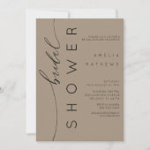 Invitation Moderne Mariage Champêtre Tan & Typographie  (Devant)