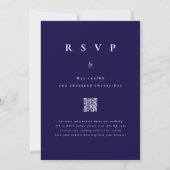 Invitation Moderne Mariage Code QR Bleu Nuit Bois d'Hiver (Dos)
