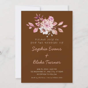 Invitation Moderne Mariage Country Fleurie Pain d'Épice