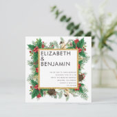 Invitation Moderne Mariage de Noël Code Qr Or Pin Gras (Debout devant)