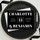 Invitation Moderne Mariage Horizontal Blanc Et Noir Gras