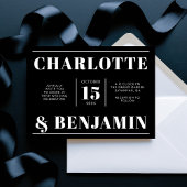 Invitation Moderne Mariage Horizontal Blanc Et Noir Gras
