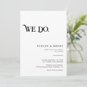 Invitation Moderne Mariage Noir et Blanc We Do (Debout devant)