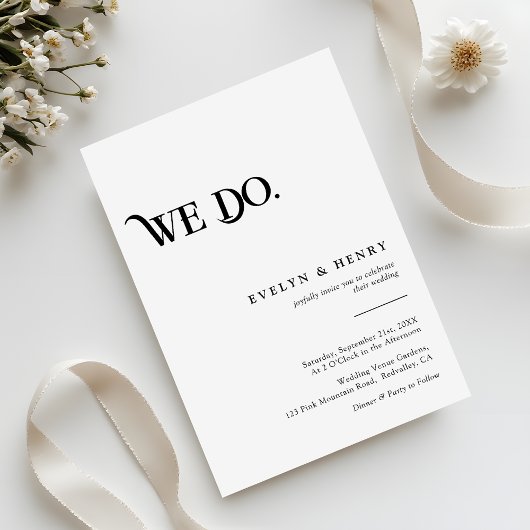 Invitation Moderne Mariage Noir et Blanc We Do