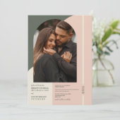 Invitation Moderne Mariage Photo Simple Vert Rose Bloc de Cou (Debout devant)