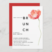 Invitation Moderne Mariage rouge pavot Brunch (Devant / Derrière)