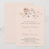 Invitation Moderne Mariage Rustique Douce Florale Rose Crème (Devant / Derrière)