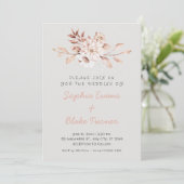 Invitation Moderne Mariage Rustique Fleurs Douces Gris Platin (Debout devant)