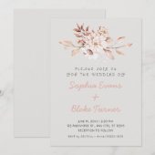 Invitation Moderne Mariage Rustique Fleurs Douces Gris Platin (Devant / Derrière)