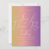 Invitation Moderne Mariage Script Violet Ombre Gras Éclatant  (Devant)